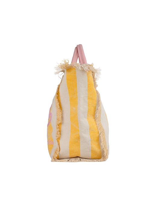 Borsa Vanity Stripe in canvas a righe Giallo/Rosa Mc2 Saint Barth | VANITY01547H TINA 9121 EMB